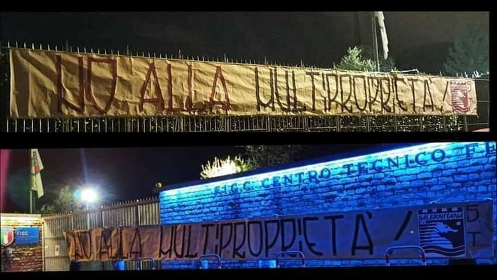 "No alla multiproprietà": striscione dei tifosi granata a Coverciano