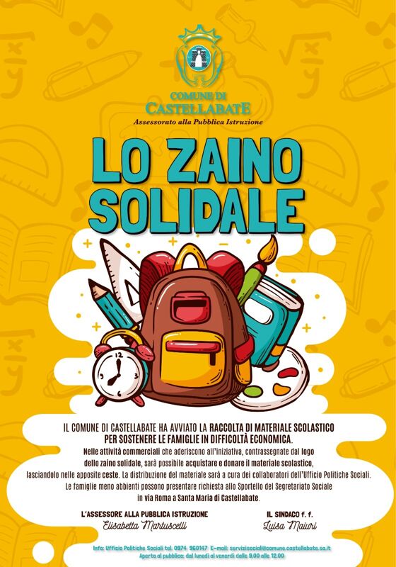 Castellabate, ripartenza scuola: l'iniziativa dello "zaino solidale"
