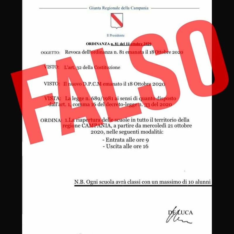 Riapertura scuole in Campania, De Luca: “E’ una fake news”