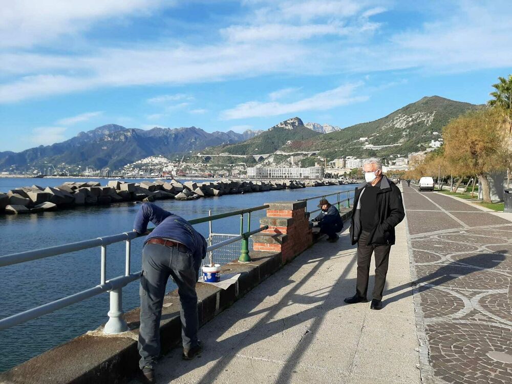 Lavori di manutenzione sul lungomare di Salerno: sopralluogo del sindaco