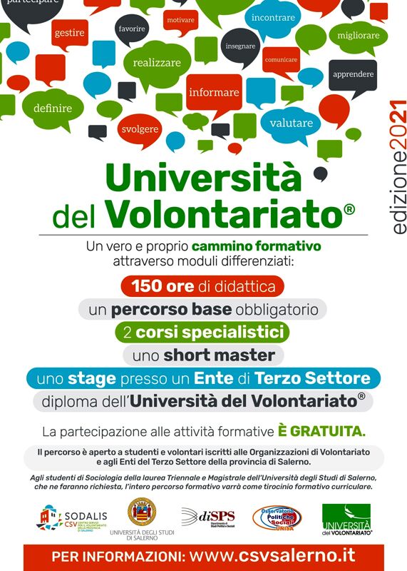 Al via la quarta edizione dell’Università del Volontariato: gli appuntamenti