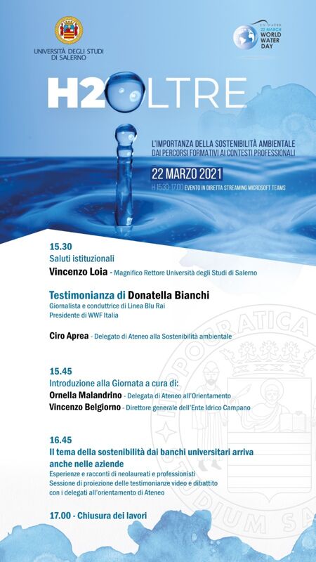 L’Università di Salerno per la Giornata mondiale dell’Acqua: ecco il programma