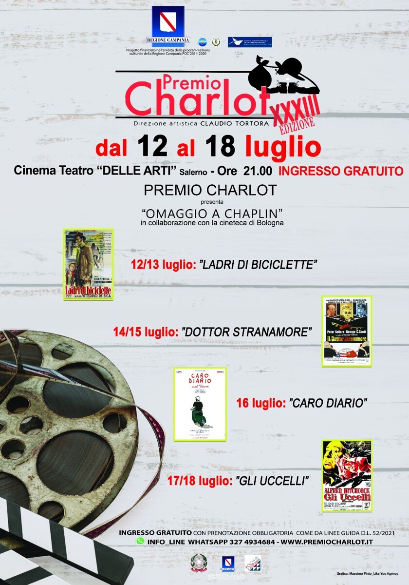 Premio Charlot a Salerno, al via dal 12 luglio la sezione cinema d’autore
