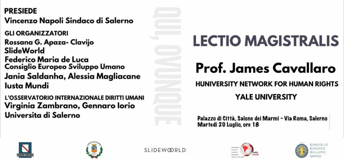 “Come, dove, perché lottare per i diritti umani”: Lectio Magistralis del Prof James Cavallaro a Salerno