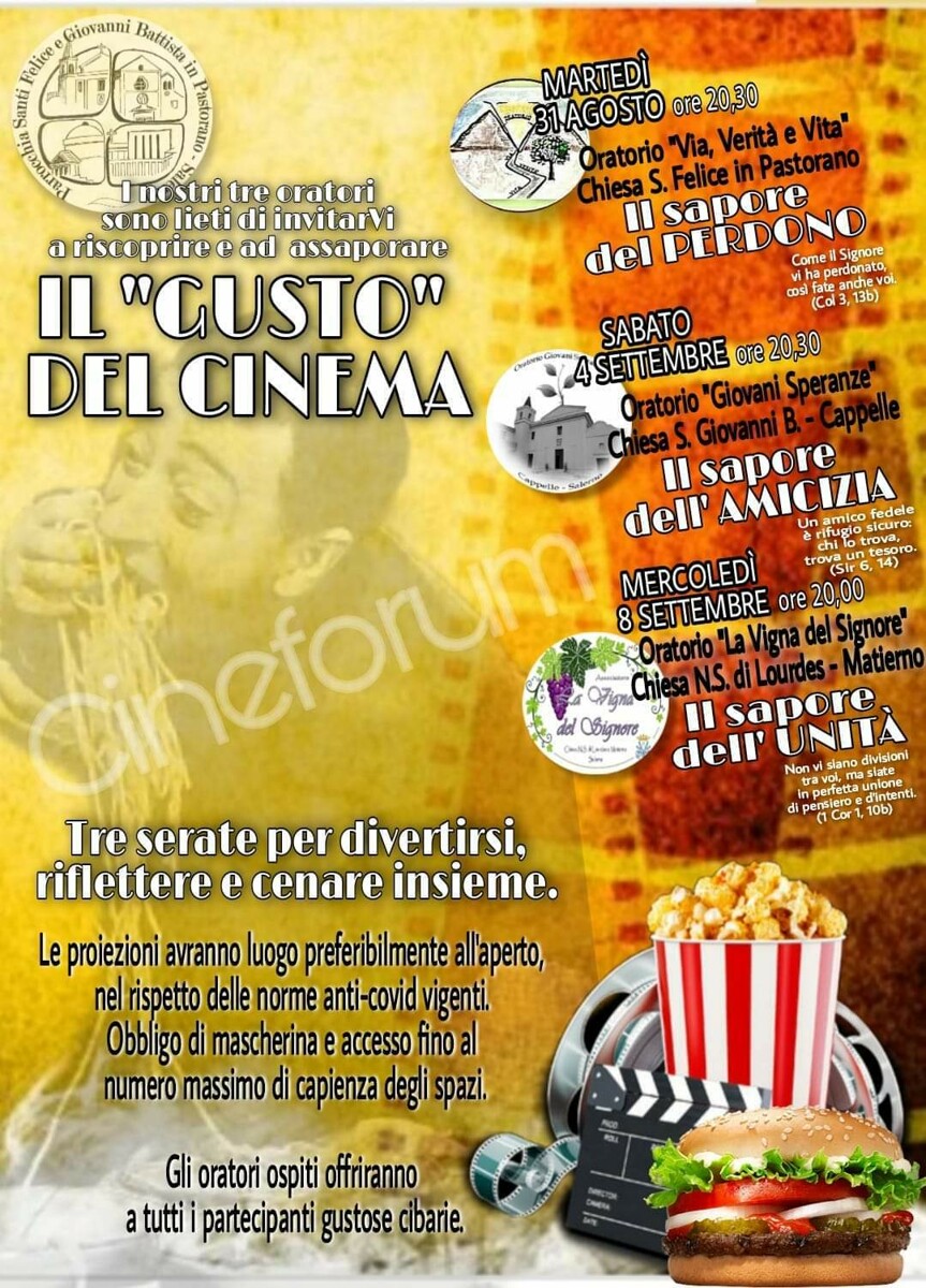 “Il gusto del cinema”: è tutto pronto a Pastorano, Cappelle e Matierno