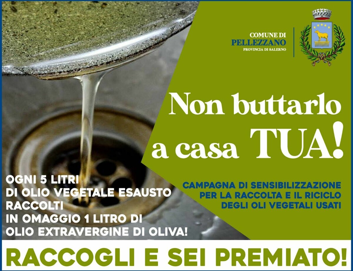 “Non buttarlo a casa tua”: al via la campagna di raccolta degli oli vegetali usati a Pellezzano