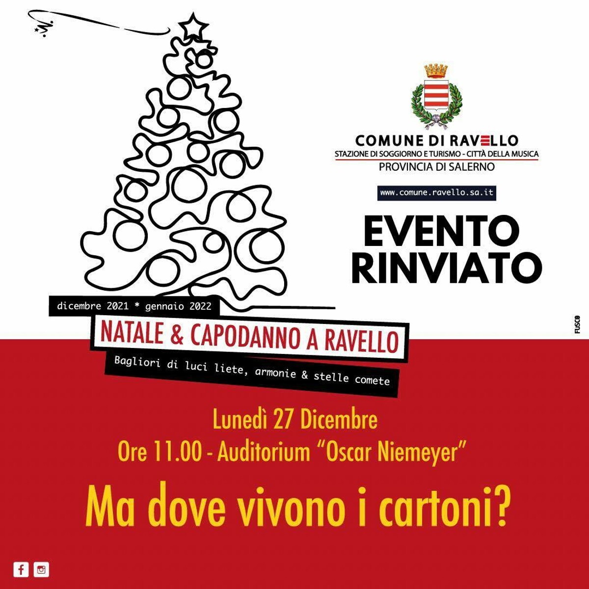 Natale a Ravello 2021: spettacolo rinviato a causa di un infortunio, gli altri appuntamenti
