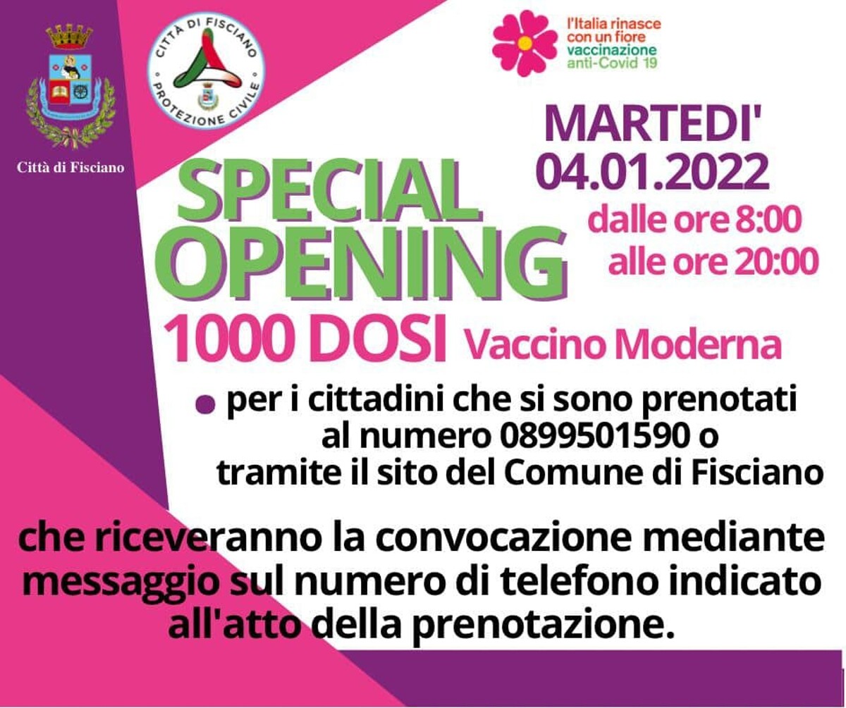 Speciale open day vaccinale a Fisciano, 1000 dosi da somministrare: i dettagli