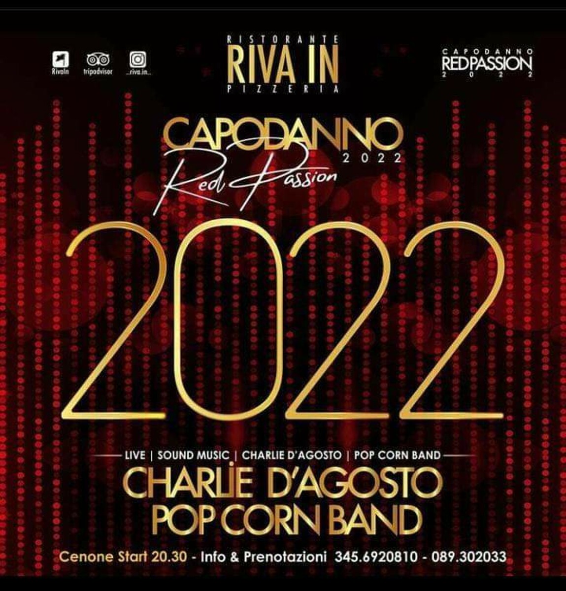 Capodanno al Riva In: musica di Charlie D’Agosto e popcorn band
