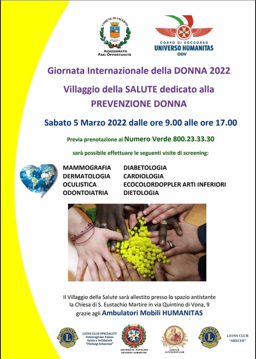 Giornata Internazionale della Donna, il Comune organizza il “Villaggio della Salute” a Salerno