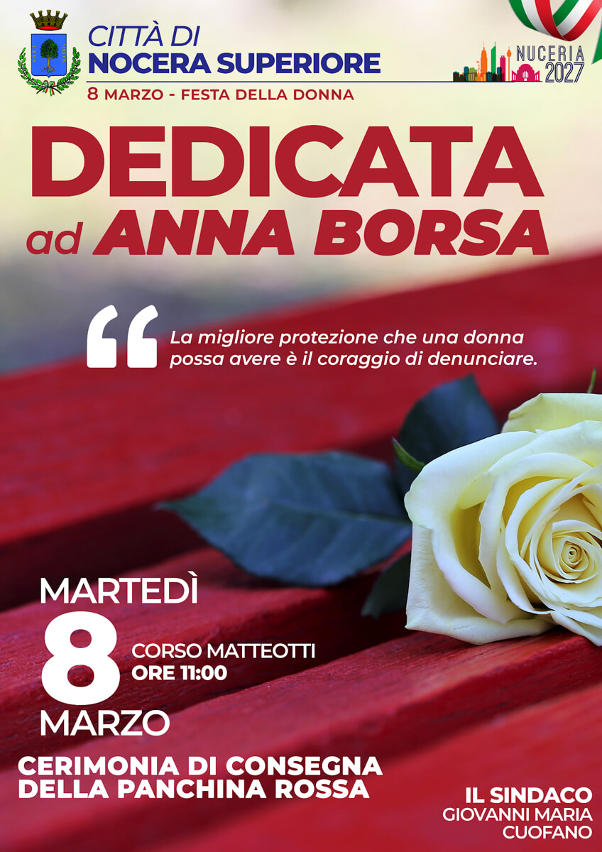 Femminicidio a Pontecagnano: il cordoglio della Provincia e di FdI, a Nocera la panchina rossa sarà dedicata ad Anna