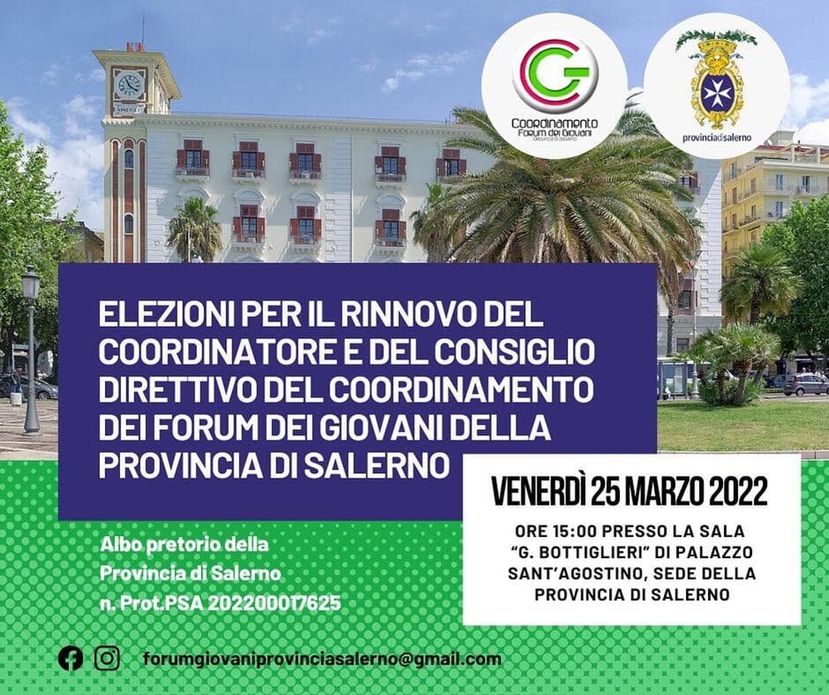 Provincia di Salerno, tutto pronto per le elezioni del Coordinamento dei Forum dei Giovani