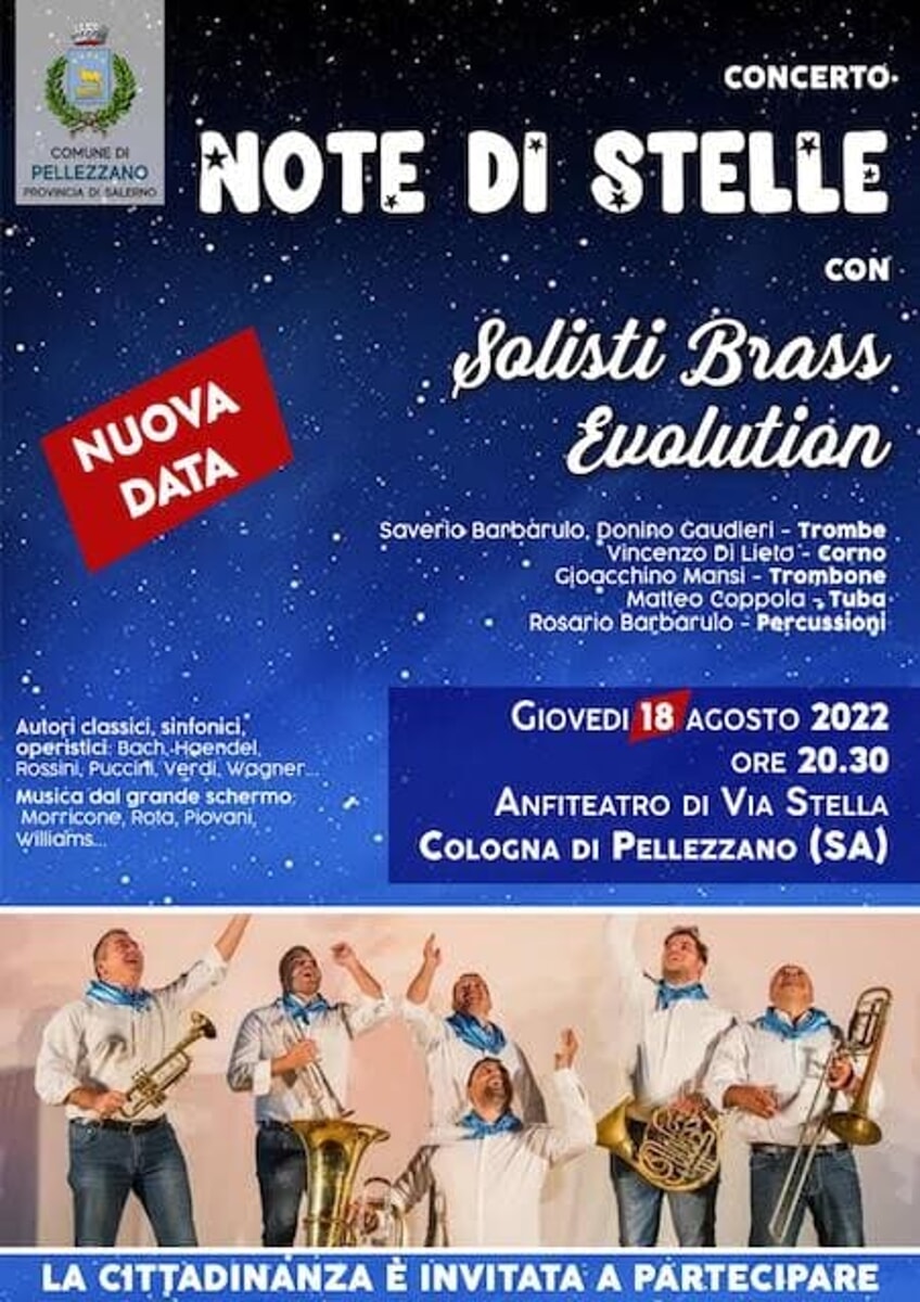 “Note di Stelle”, il concerto si terrà a Pellezzano il 18 agosto