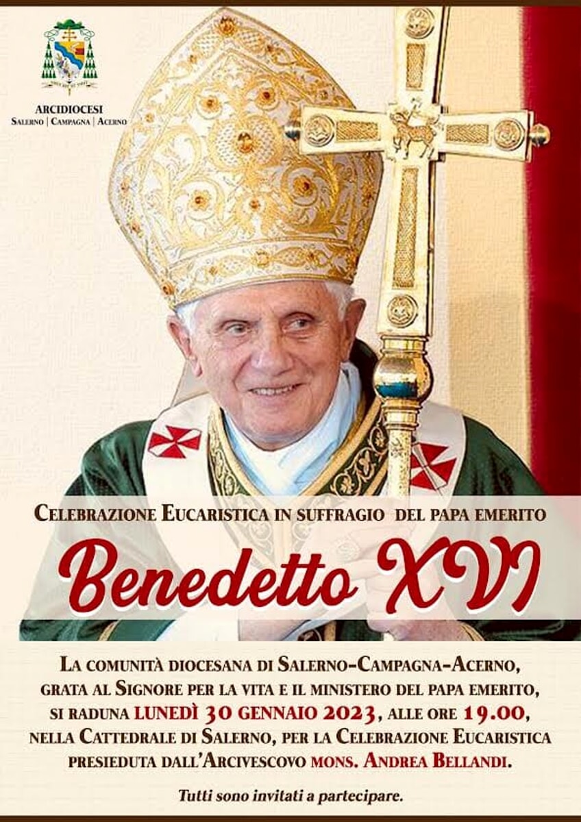 La Chiesa salernitana ricorda Benedetto XVI: messa in Duomo con il vescovo
