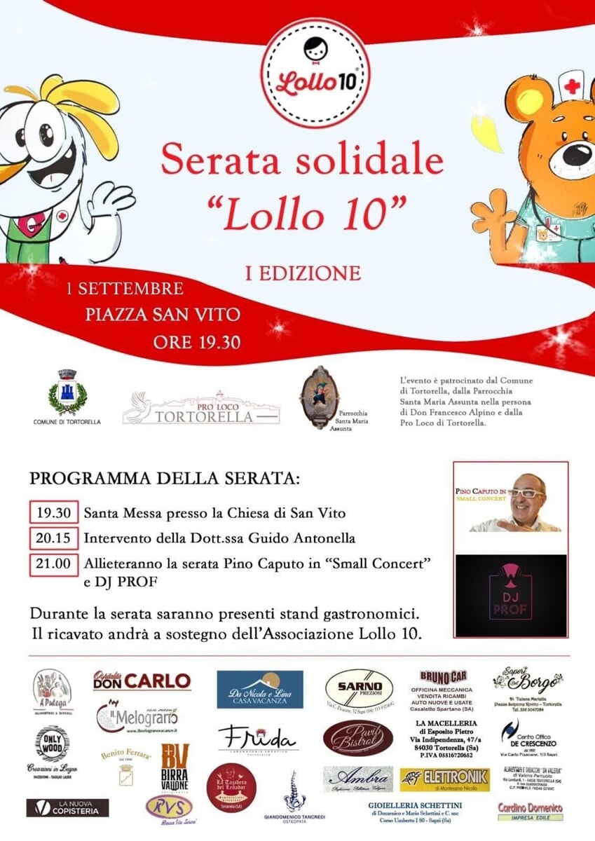 Serata solidale “Lollo 10”, la prima edizione unisce la comunità di Tortorella in un gesto di generosità