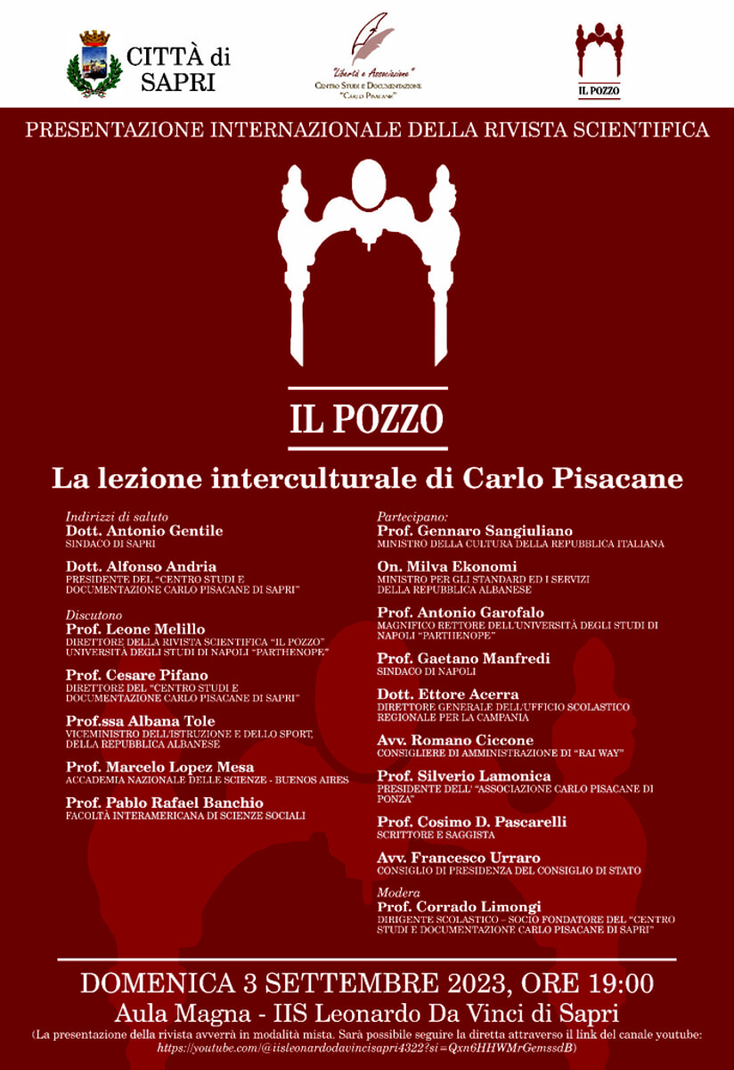 Presentazione internazionale della rivista scientifica “Il pozzo”, con una riflessione sul tema “la lezione interculturale di Carlo Pisacane”