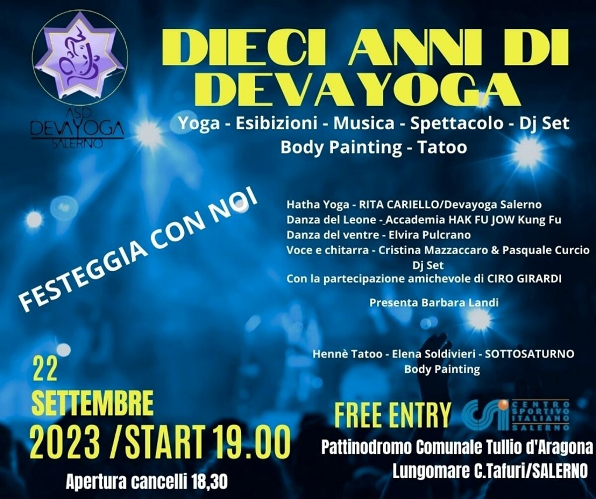 Decennale “Devayoga” a Salerno: si parte venerdì 22 settembre