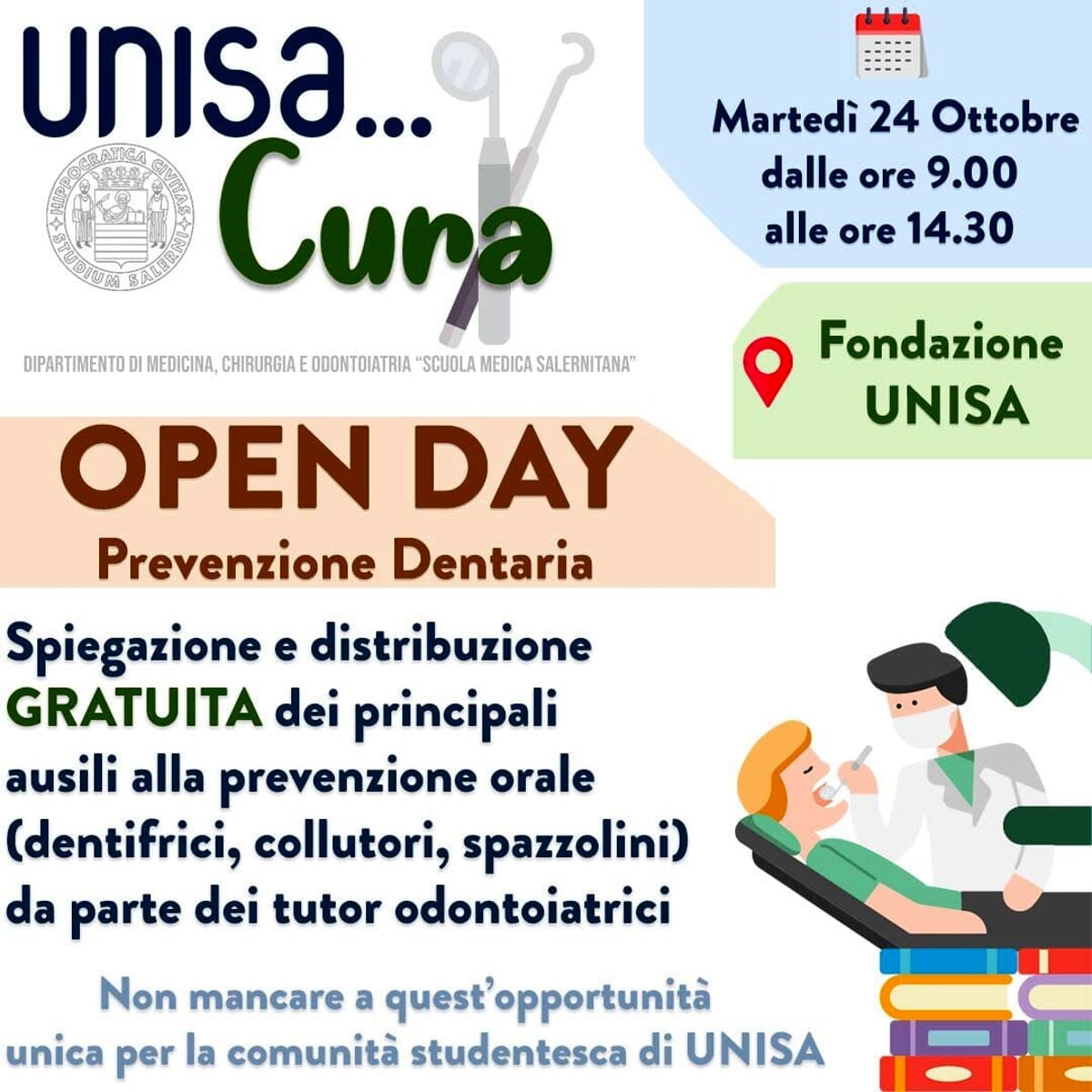 “Unisa….cura”, parte l’open day di prevenzione odontoiatrica